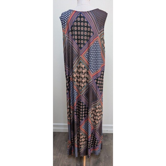Roaman’s Plus Patchwork Print Sleeveless Maxi Dress Boho Style Size 26/28 2X - Picture 3 of 8